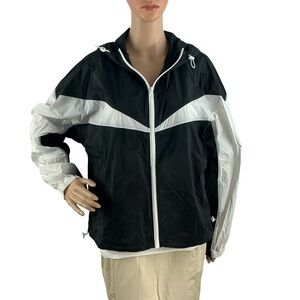 Calme by Johnny Was Elements Colorblock Hooded Windbreaker Black Size M